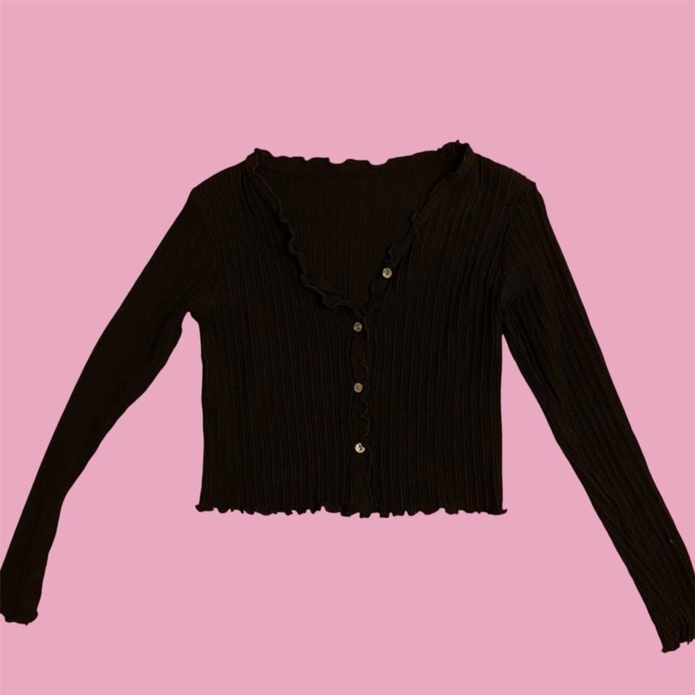 Black long sleeve button up cardigan